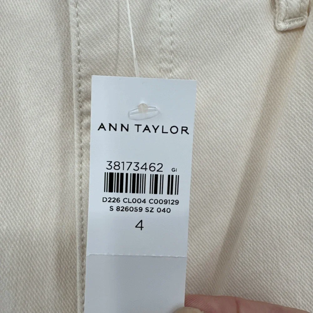 Ann Taylor Barrel Jeans High Rise Perfect Pocketing Cream/Ivory NEW Size 4
